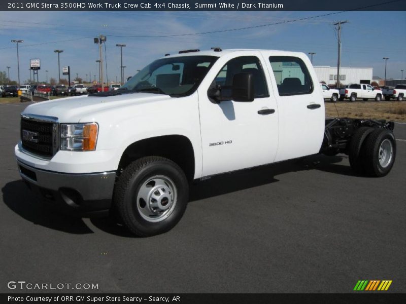 Front 3/4 View of 2011 Sierra 3500HD Work Truck Crew Cab 4x4 Chassis