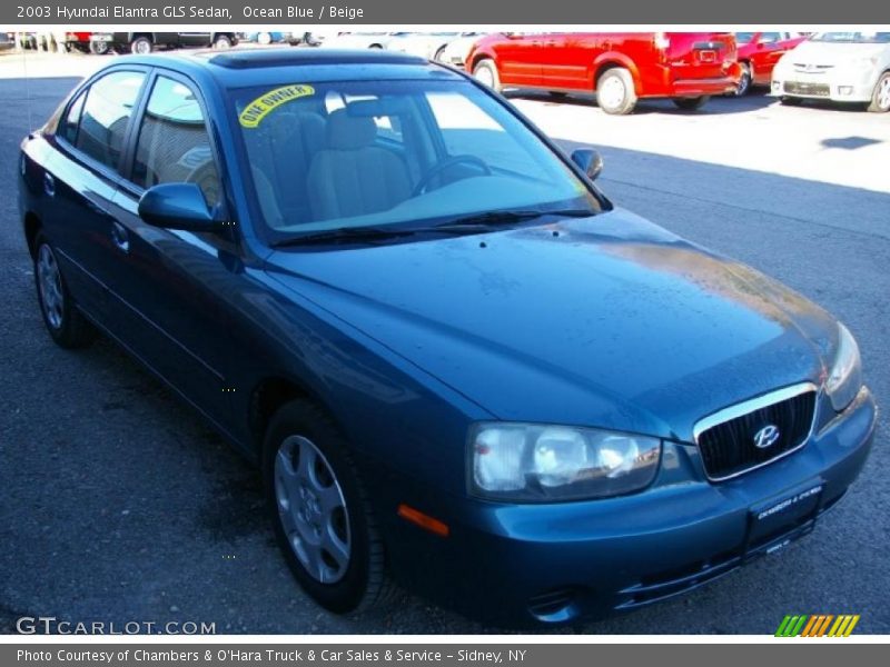 Ocean Blue / Beige 2003 Hyundai Elantra GLS Sedan