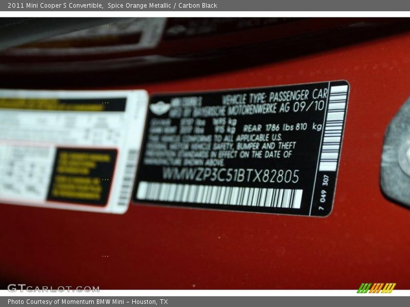 Spice Orange Metallic / Carbon Black 2011 Mini Cooper S Convertible
