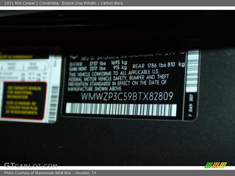 Eclipse Gray Metallic / Carbon Black 2011 Mini Cooper S Convertible