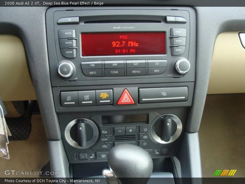 Deep Sea Blue Pearl Effect / Beige 2008 Audi A3 2.0T