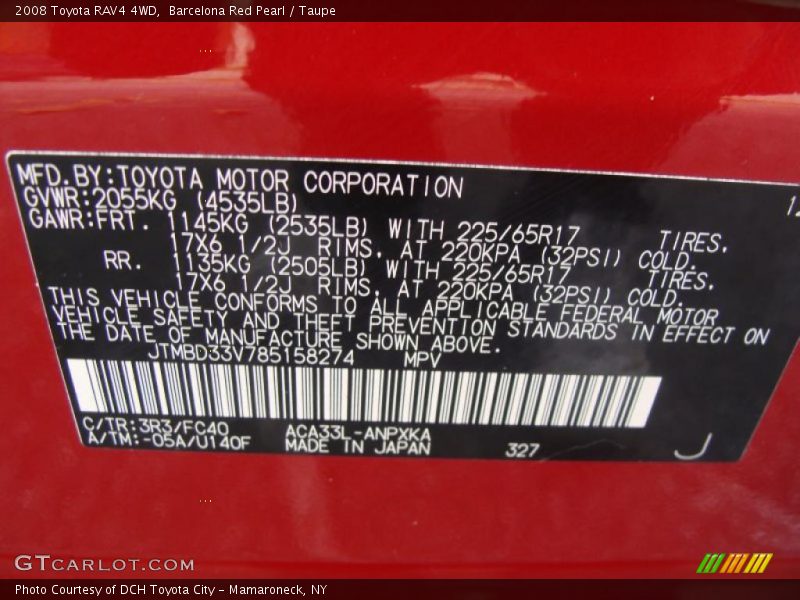 Barcelona Red Pearl / Taupe 2008 Toyota RAV4 4WD