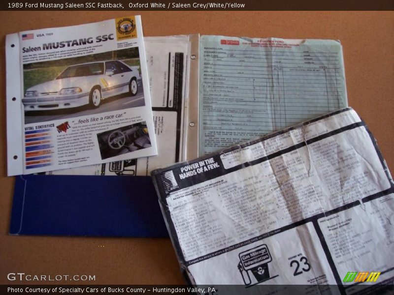  1989 Mustang Saleen SSC Fastback Window Sticker