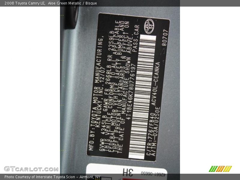 Aloe Green Metallic / Bisque 2008 Toyota Camry LE