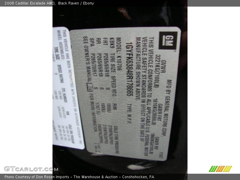 Black Raven / Ebony 2008 Cadillac Escalade AWD