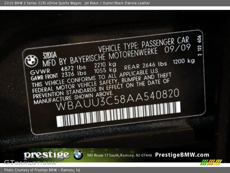Jet Black / Oyster/Black Dakota Leather 2010 BMW 3 Series 328i xDrive Sports Wagon