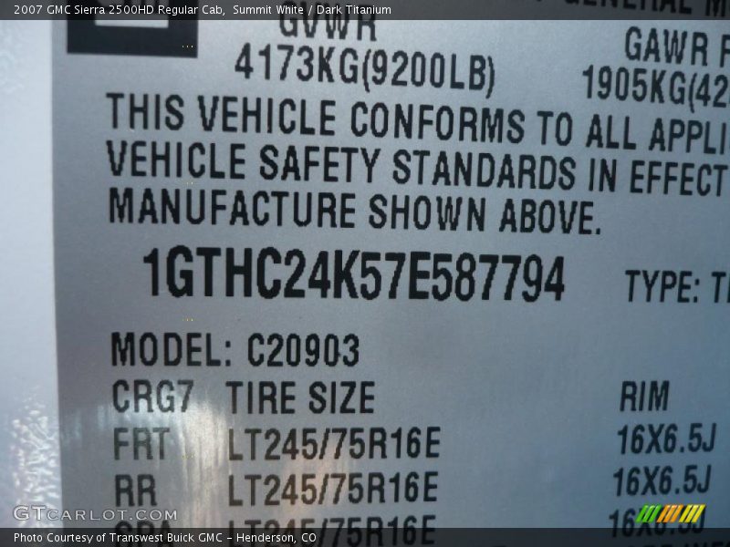 Summit White / Dark Titanium 2007 GMC Sierra 2500HD Regular Cab