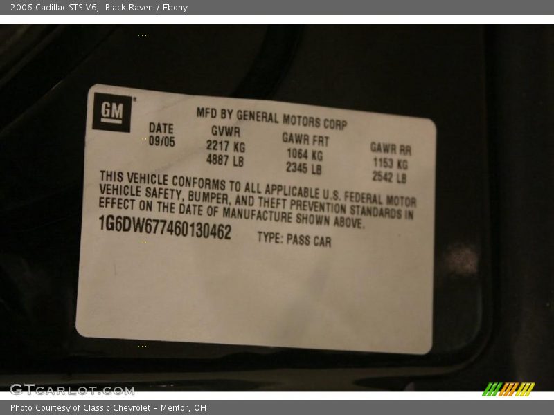 Black Raven / Ebony 2006 Cadillac STS V6