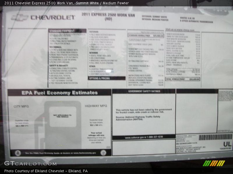 Summit White / Medium Pewter 2011 Chevrolet Express 2500 Work Van