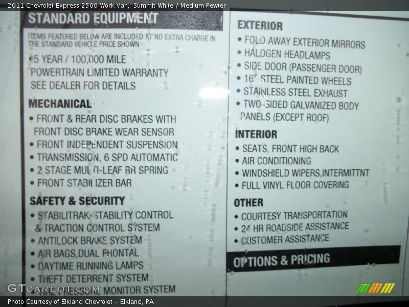 Summit White / Medium Pewter 2011 Chevrolet Express 2500 Work Van