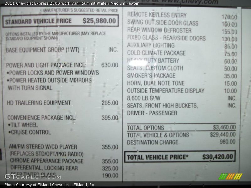 Summit White / Medium Pewter 2011 Chevrolet Express 2500 Work Van