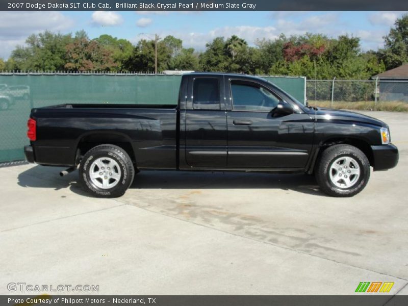 Brilliant Black Crystal Pearl / Medium Slate Gray 2007 Dodge Dakota SLT Club Cab