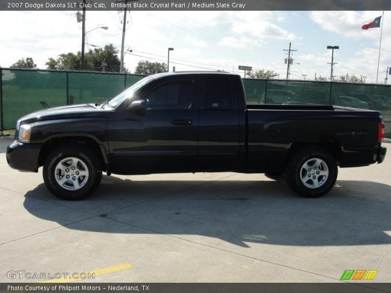 Brilliant Black Crystal Pearl / Medium Slate Gray 2007 Dodge Dakota SLT Club Cab