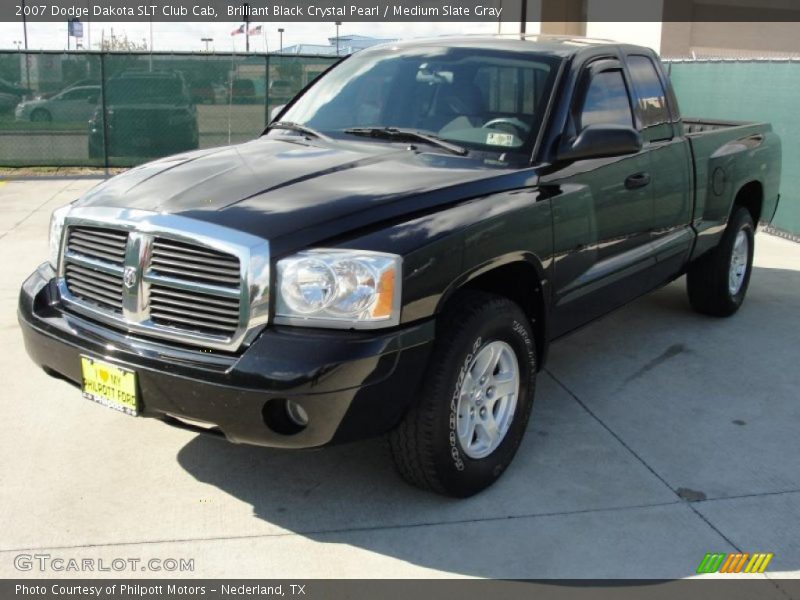 Brilliant Black Crystal Pearl / Medium Slate Gray 2007 Dodge Dakota SLT Club Cab