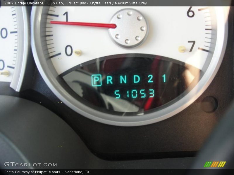 Brilliant Black Crystal Pearl / Medium Slate Gray 2007 Dodge Dakota SLT Club Cab