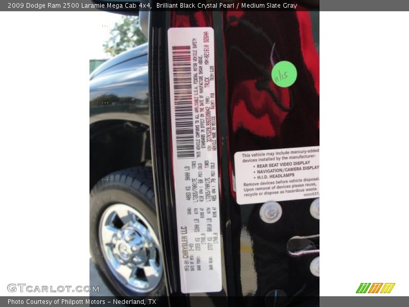 Info Tag of 2009 Ram 2500 Laramie Mega Cab 4x4