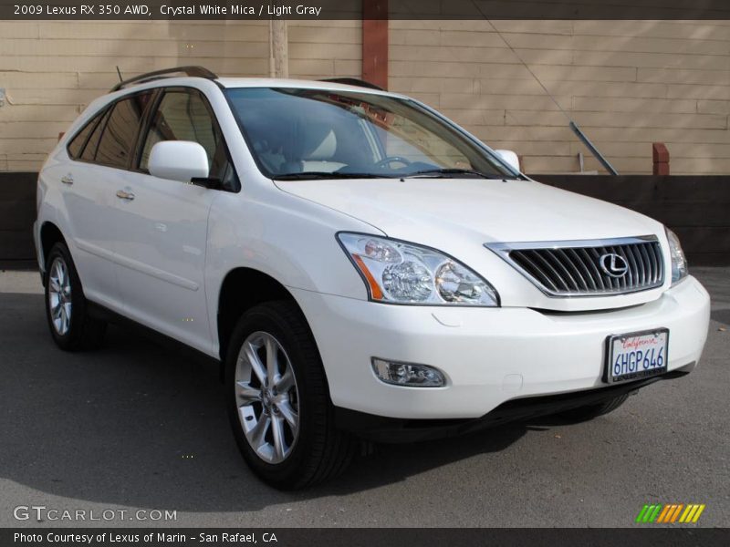 Crystal White Mica / Light Gray 2009 Lexus RX 350 AWD