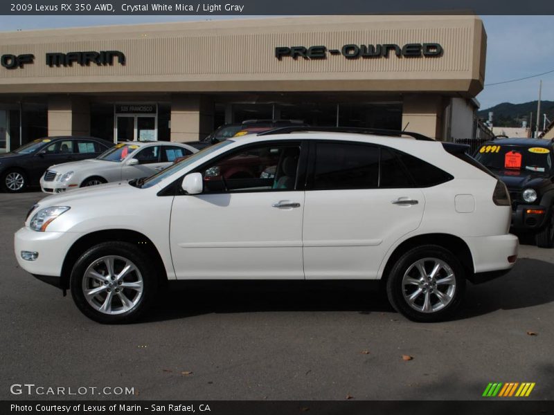 Crystal White Mica / Light Gray 2009 Lexus RX 350 AWD