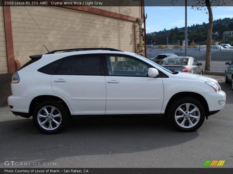 Crystal White Mica / Light Gray 2009 Lexus RX 350 AWD