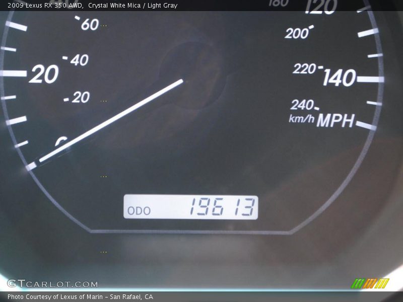 Crystal White Mica / Light Gray 2009 Lexus RX 350 AWD