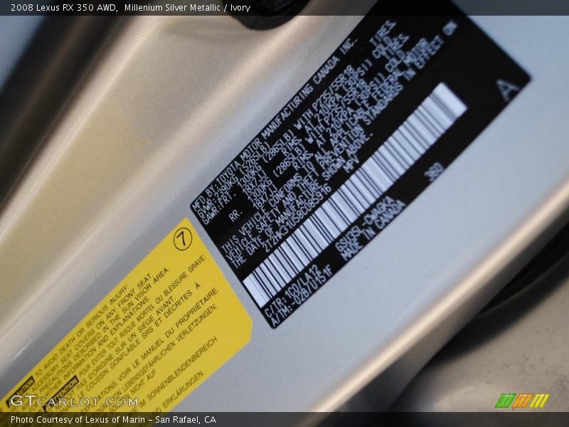 Millenium Silver Metallic / Ivory 2008 Lexus RX 350 AWD