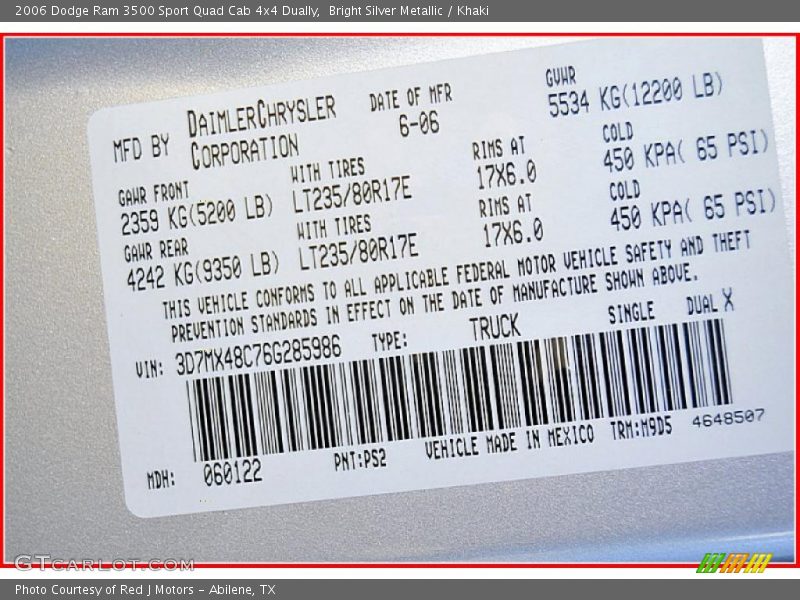 Bright Silver Metallic / Khaki 2006 Dodge Ram 3500 Sport Quad Cab 4x4 Dually