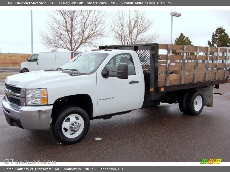 Front 3/4 View of 2008 Silverado 3500HD Regular Cab Chassis Stake Truck