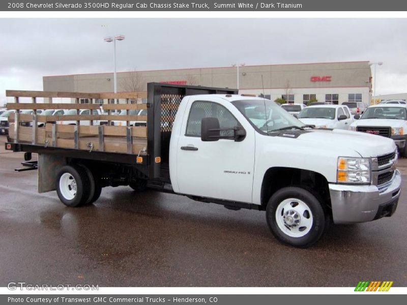 Summit White / Dark Titanium 2008 Chevrolet Silverado 3500HD Regular Cab Chassis Stake Truck