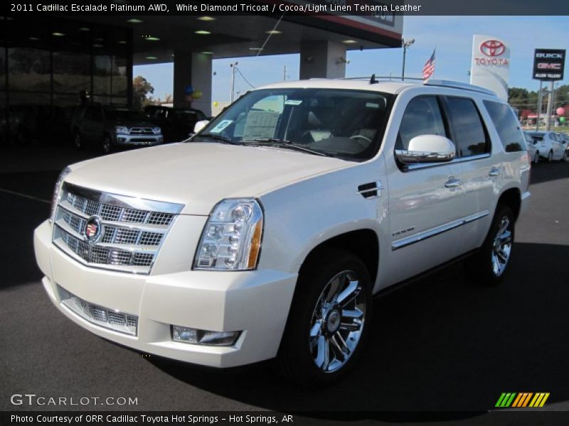 White Diamond Tricoat / Cocoa/Light Linen Tehama Leather 2011 Cadillac Escalade Platinum AWD