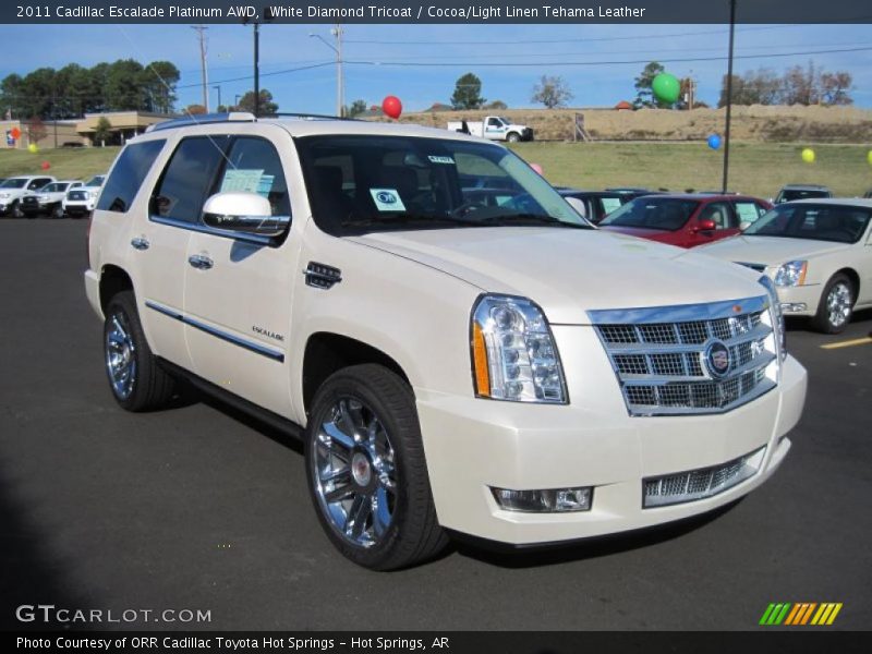White Diamond Tricoat / Cocoa/Light Linen Tehama Leather 2011 Cadillac Escalade Platinum AWD