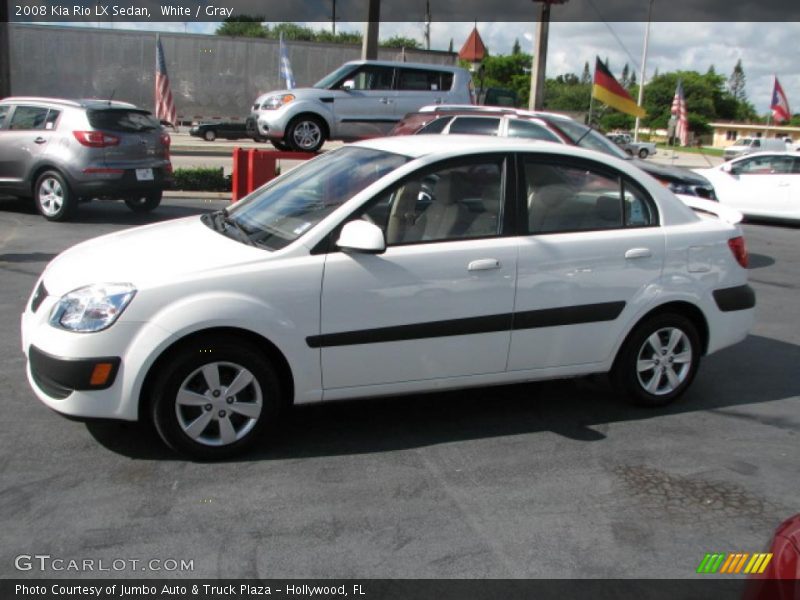 White / Gray 2008 Kia Rio LX Sedan