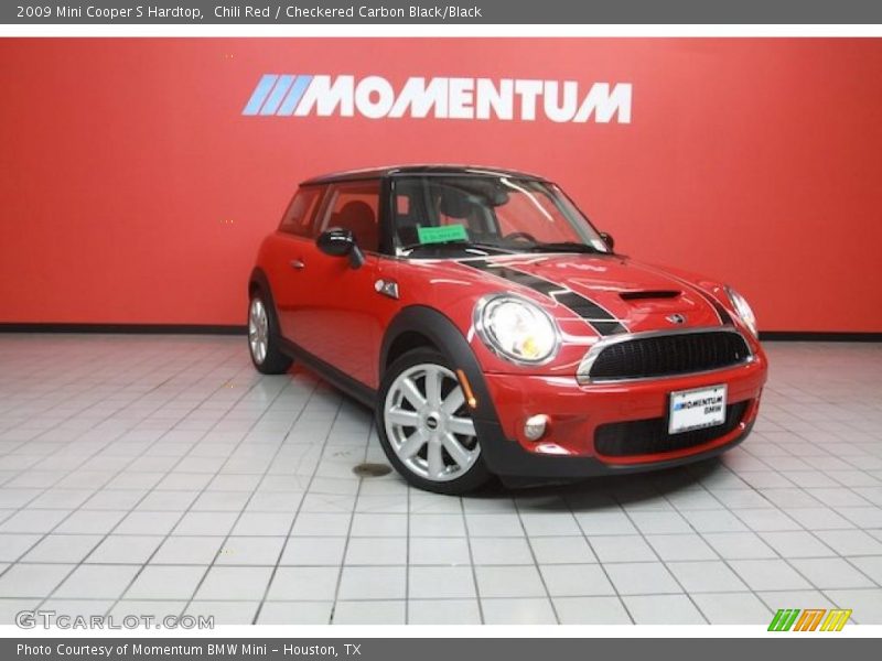 Chili Red / Checkered Carbon Black/Black 2009 Mini Cooper S Hardtop