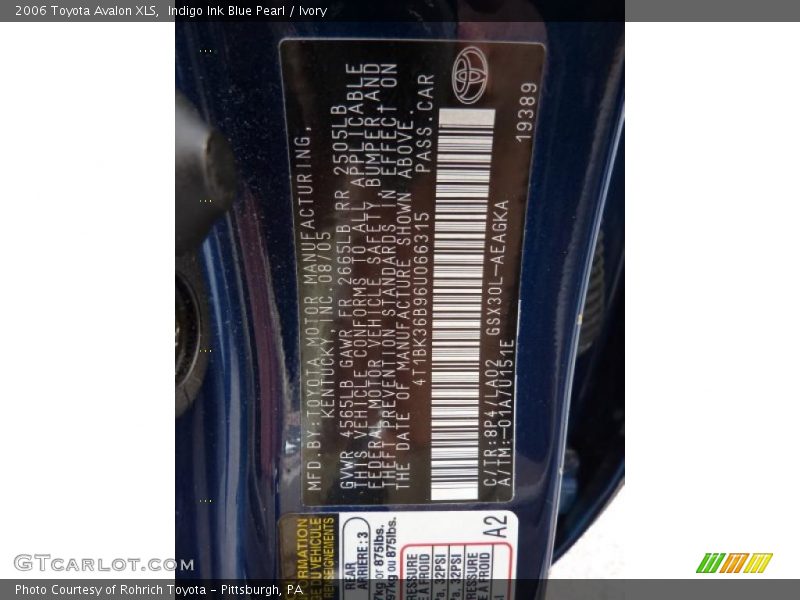 Indigo Ink Blue Pearl / Ivory 2006 Toyota Avalon XLS