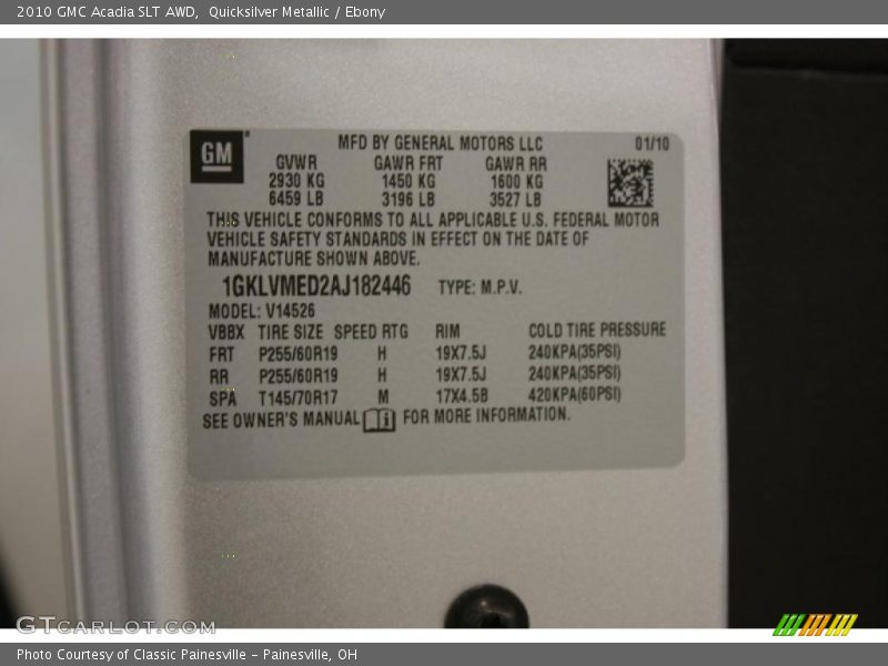 Quicksilver Metallic / Ebony 2010 GMC Acadia SLT AWD