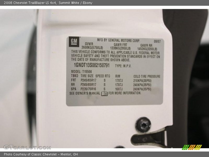 Summit White / Ebony 2008 Chevrolet TrailBlazer LS 4x4