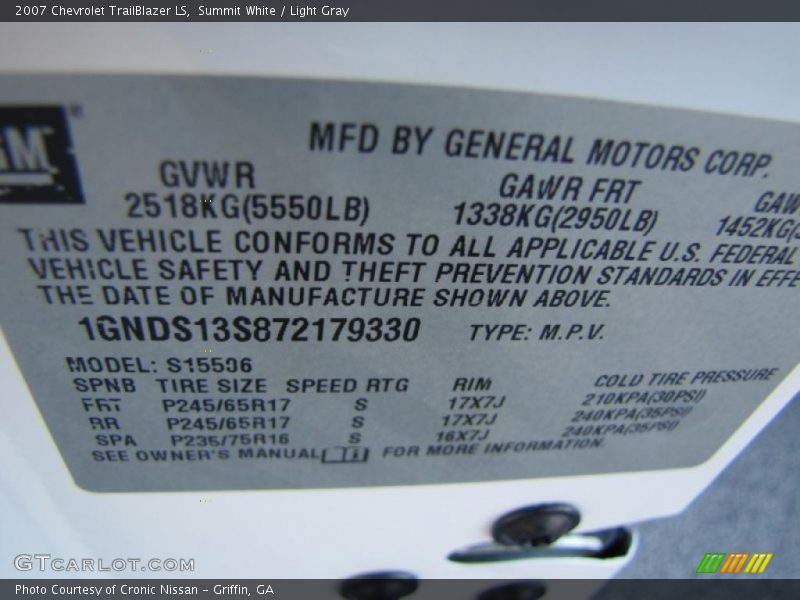 Summit White / Light Gray 2007 Chevrolet TrailBlazer LS