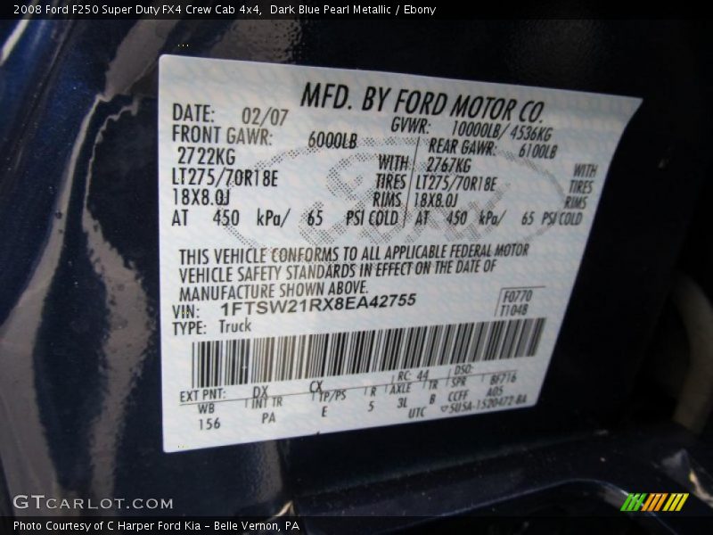 Dark Blue Pearl Metallic / Ebony 2008 Ford F250 Super Duty FX4 Crew Cab 4x4