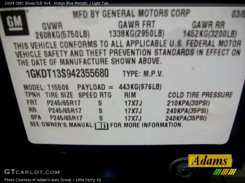 Indigo Blue Metallic / Light Tan 2004 GMC Envoy SLE 4x4