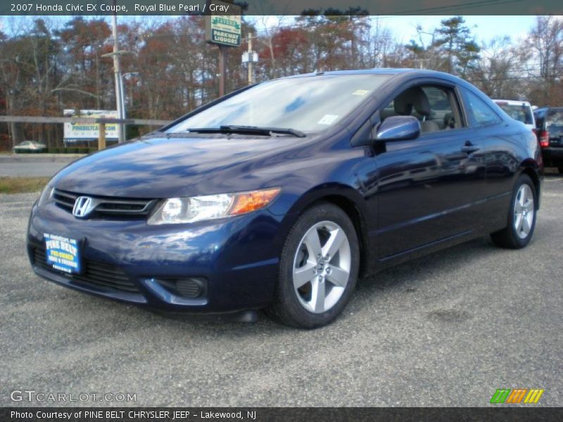 Royal Blue Pearl / Gray 2007 Honda Civic EX Coupe