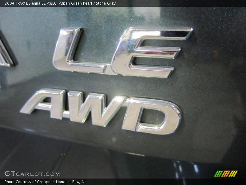 Aspen Green Pearl / Stone Gray 2004 Toyota Sienna LE AWD