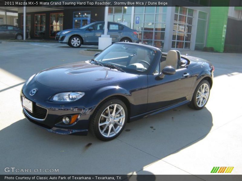 Stormy Blue Mica / Dune Beige 2011 Mazda MX-5 Miata Grand Touring Hard Top Roadster