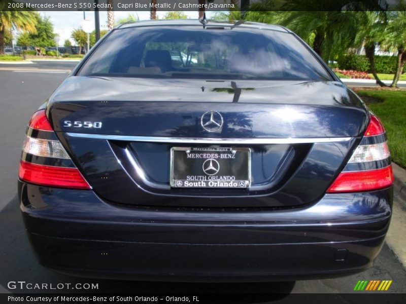 Capri Blue Metallic / Cashmere/Savanna 2008 Mercedes-Benz S 550 Sedan