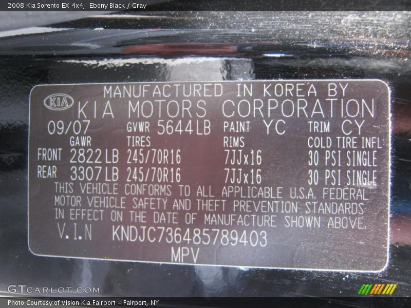 Ebony Black / Gray 2008 Kia Sorento EX 4x4