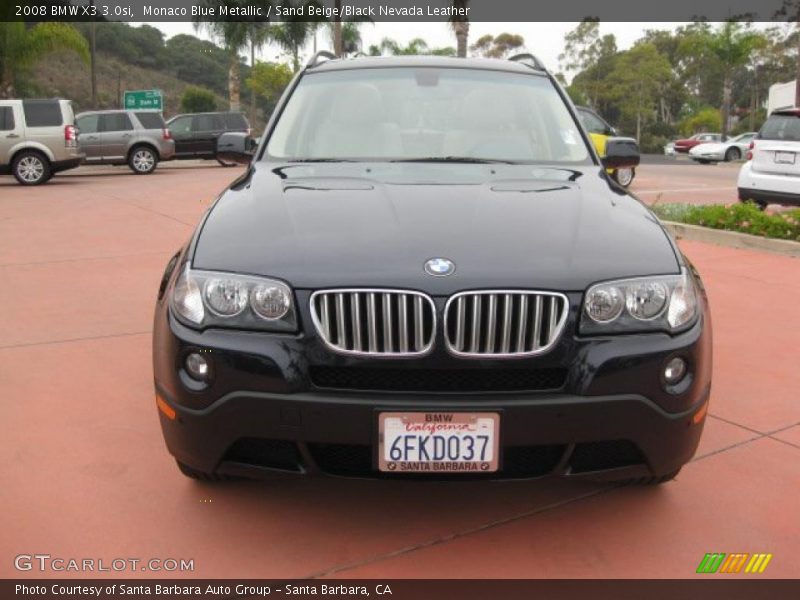 Monaco Blue Metallic / Sand Beige/Black Nevada Leather 2008 BMW X3 3.0si