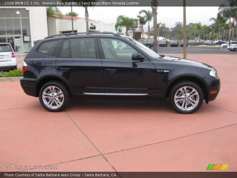 Monaco Blue Metallic / Sand Beige/Black Nevada Leather 2008 BMW X3 3.0si
