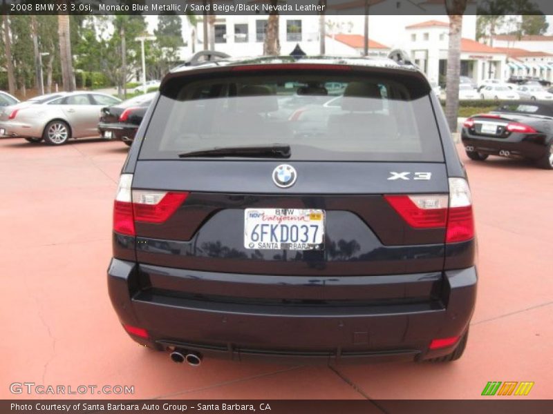 Monaco Blue Metallic / Sand Beige/Black Nevada Leather 2008 BMW X3 3.0si
