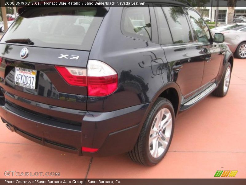 Monaco Blue Metallic / Sand Beige/Black Nevada Leather 2008 BMW X3 3.0si