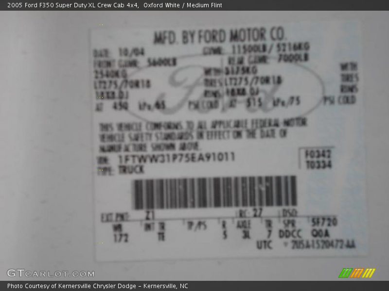 Oxford White / Medium Flint 2005 Ford F350 Super Duty XL Crew Cab 4x4
