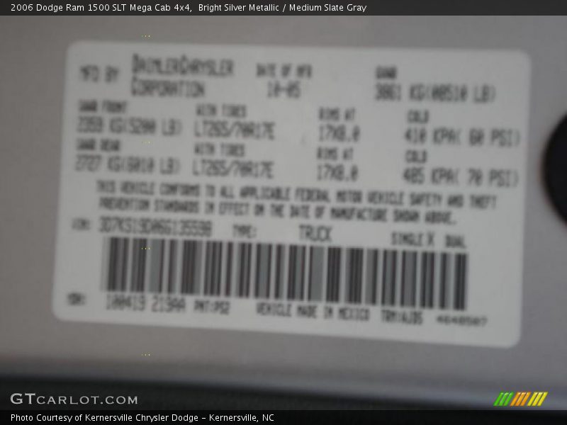 Bright Silver Metallic / Medium Slate Gray 2006 Dodge Ram 1500 SLT Mega Cab 4x4