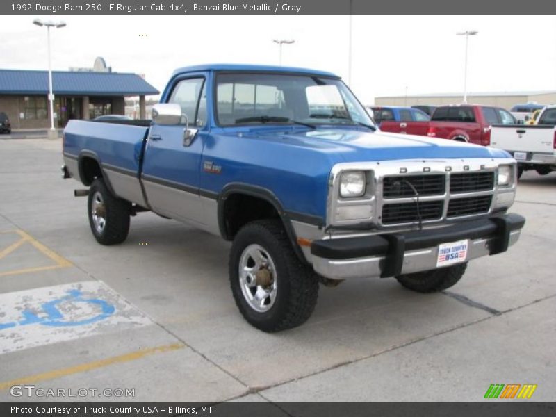 Banzai Blue Metallic / Gray 1992 Dodge Ram 250 LE Regular Cab 4x4